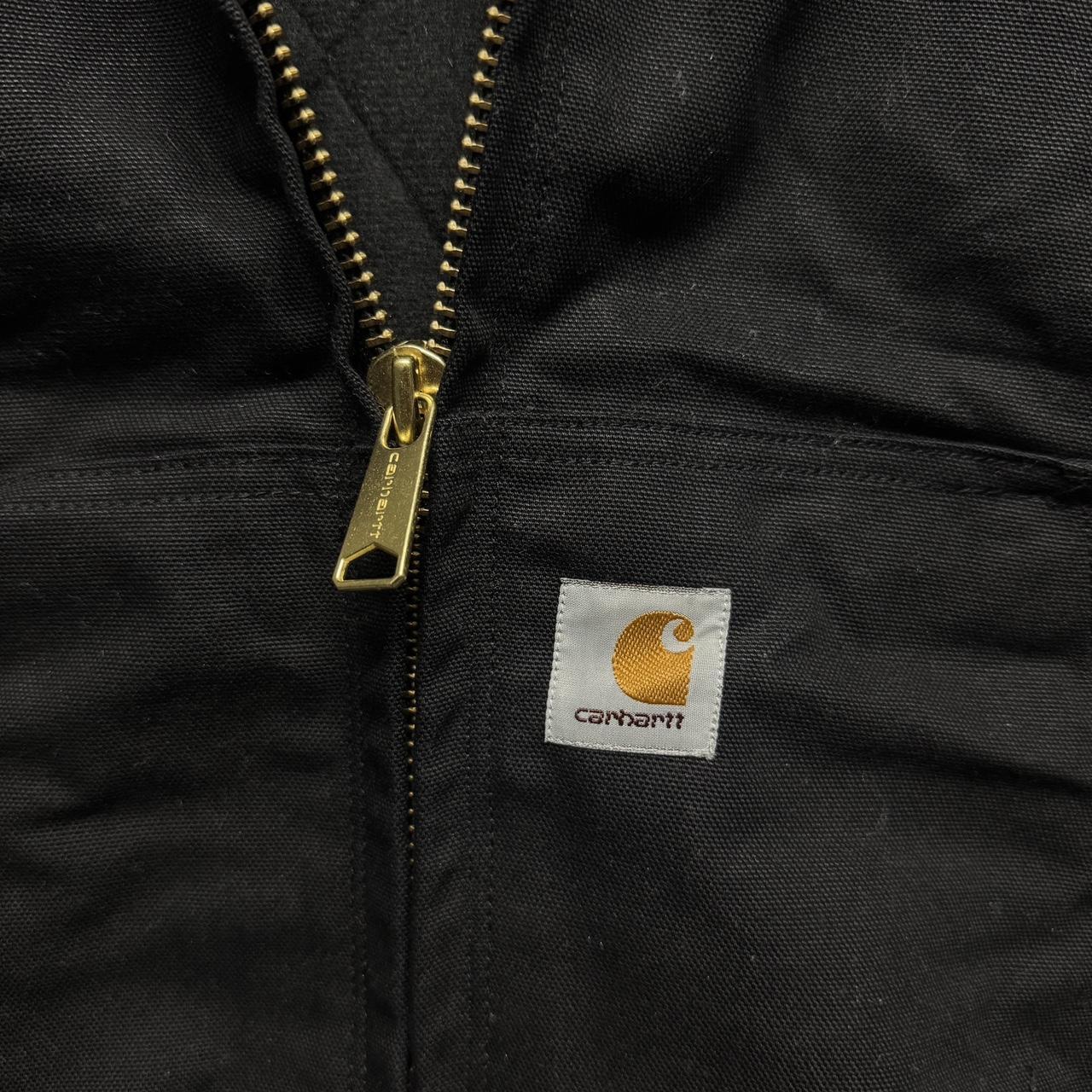 Carhartt Black Active Jacket Gold Zip Quilted Lined Size XL Loose Fit
