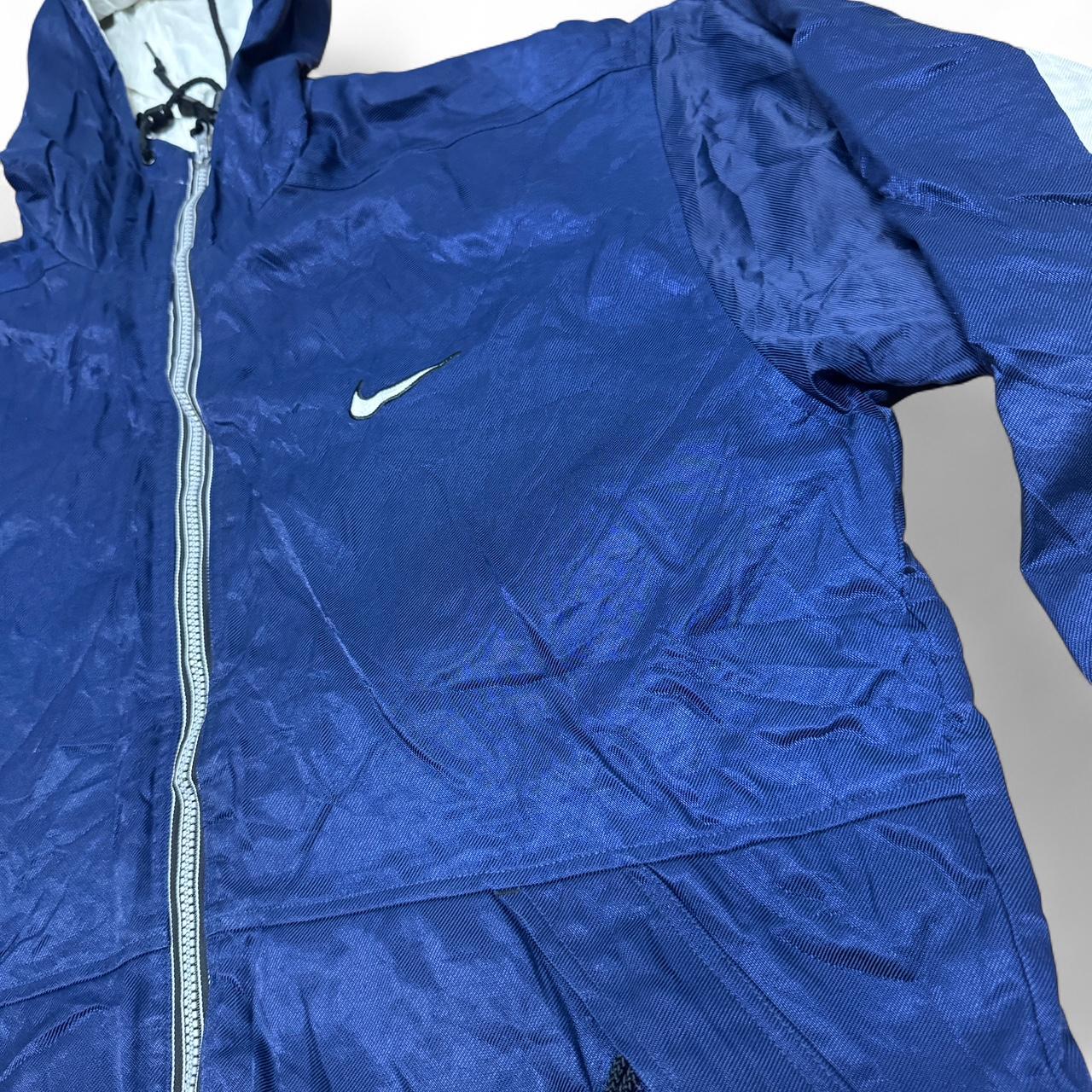 90s Nike Blue & White Full Zip Hooded Jacket – Size XL